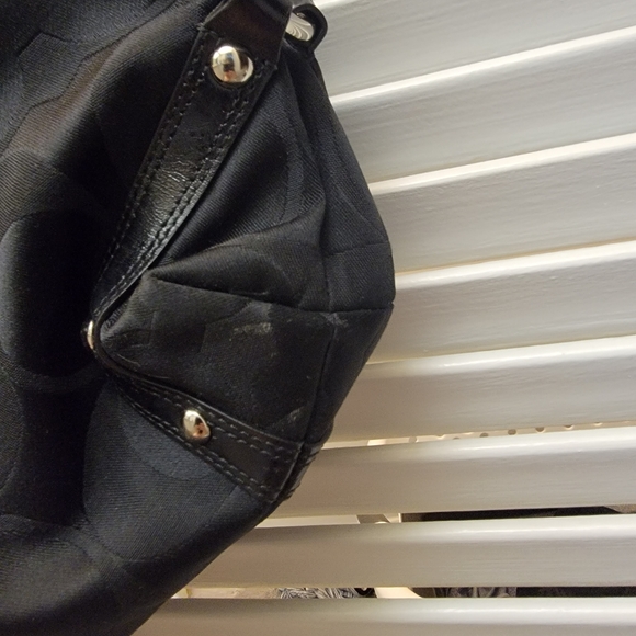 Black Satin Coach Shoulder Bag - Picture 3 of 8